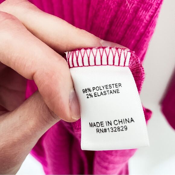 NWT Lovers + Friends Naomi Raspberry Ribbed Long Sleeve Midi Dress - Picture 6 of 6